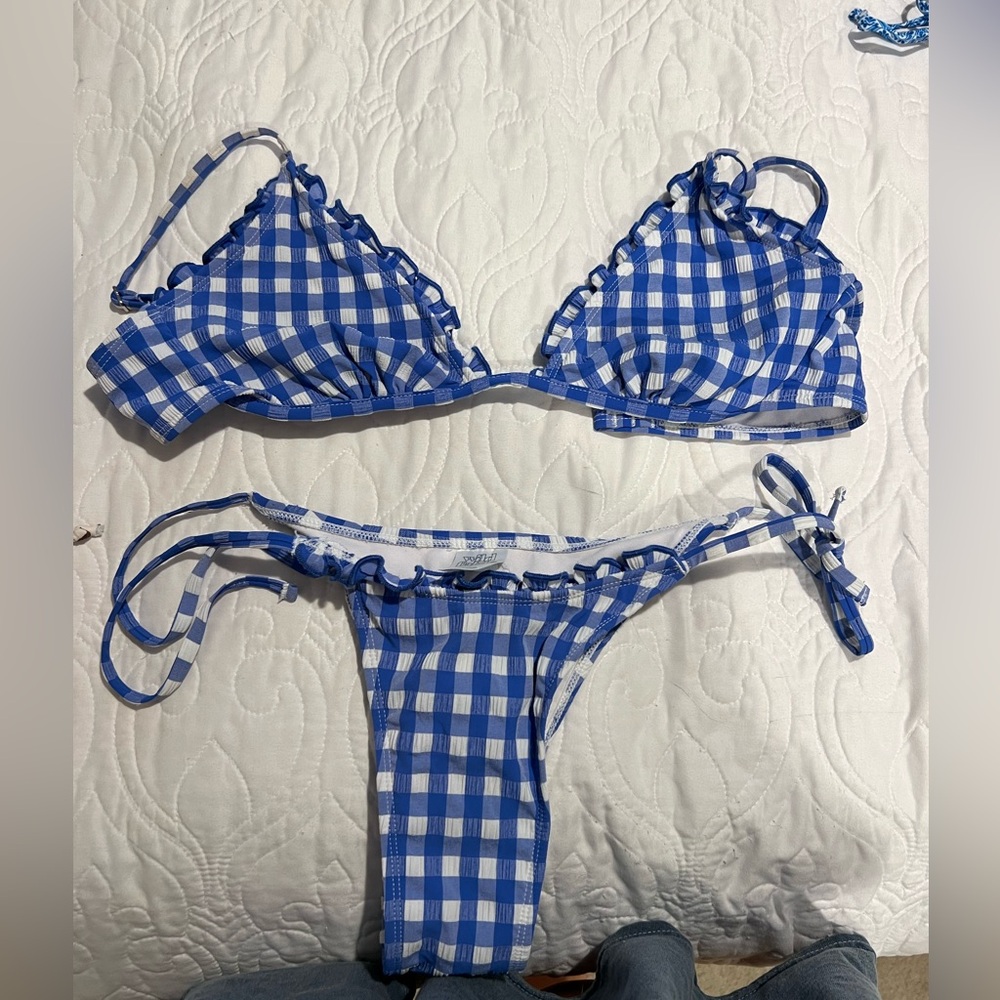 Blue gingham target bikini
